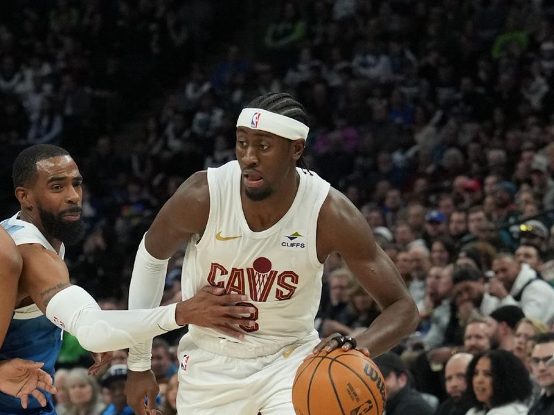 MINNEAPOLIS, MN -  MARCH 22: Caris LeVert #3 of the Cleveland Cavaliers handles the ball during the game against the Minnesota Timberwolves on March 22, 2024 at Target Center in Minneapolis, Minnesota. NOTE TO USER: User expressly acknowledges and agrees that, by downloading and or using this Photograph, user is consenting to the terms and conditions of the Getty Images License Agreement. Mandatory Copyright Notice: Copyright 2024 NBAE (Photo by Jordan Johnson/NBAE via Getty Images)