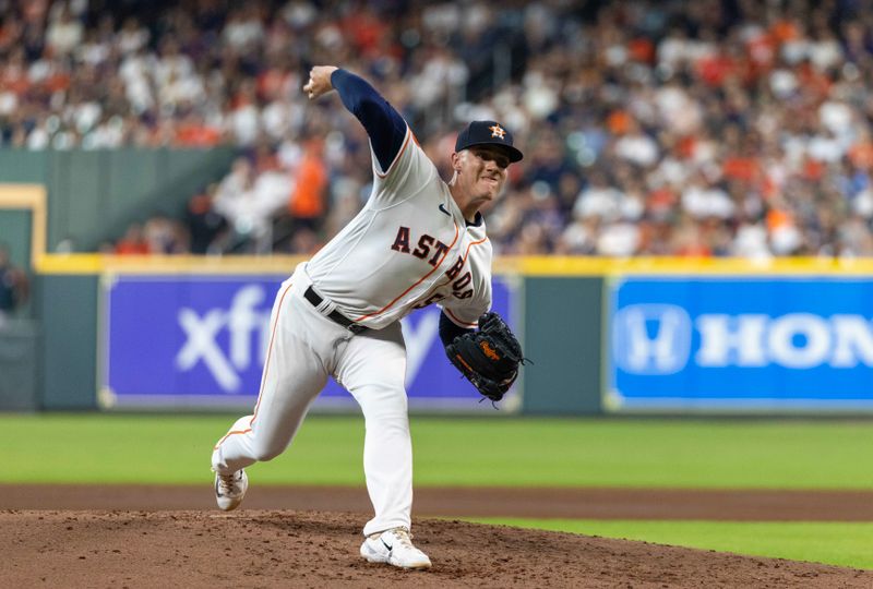 Sep 2, 2023; Houston, Texas, USA; Houston Astros starting pitcher Hunter Brown (58) pitches against the New York Yankees in the second inning at Minute Maid Park. Mandatory Credit: Thomas Shea-USA TODAY Sports