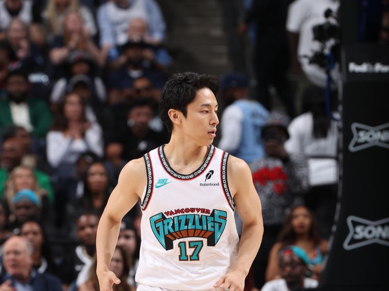 MEMPHIS, TN - OCTOBER 26: Yuki Kawamura #17 of the Memphis Grizzlies looks on during the game against the Orlando Magic on October 26, 2024 at FedExForum in Memphis, Tennessee. NOTE TO USER: User expressly acknowledges and agrees that, by downloading and or using this photograph, User is consenting to the terms and conditions of the Getty Images License Agreement. Mandatory Copyright Notice: Copyright 2024 NBAE (Photo by Joe Murphy/NBAE via Getty Images)