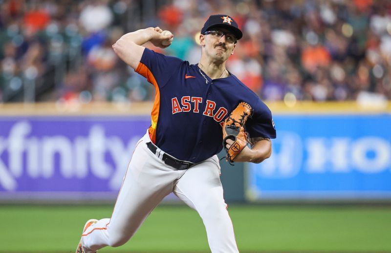 Sep 10, 2023; Houston, Texas, USA; Houston Astros starting pitcher J.P. France (68) delivers a pitch during the second inning against the San Diego Padres at Minute Maid Park. Mandatory Credit: Troy Taormina-USA TODAY Sports