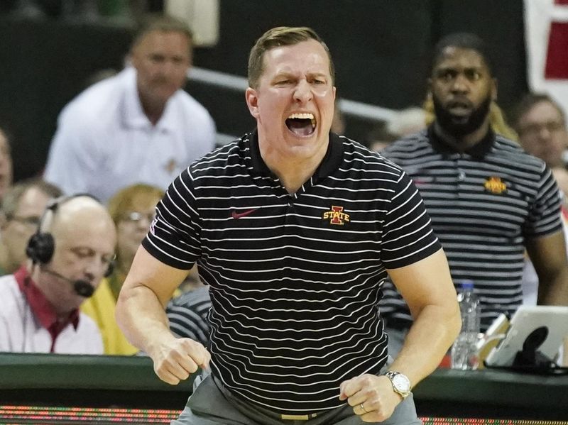 Mar 4, 2023; Waco, Texas, USA; Iowa State Cyclones head coach T. J. Otzelberger reacts during the second half against the Baylor Bears at Ferrell Center. Mandatory Credit: Raymond Carlin III-USA TODAY Sports