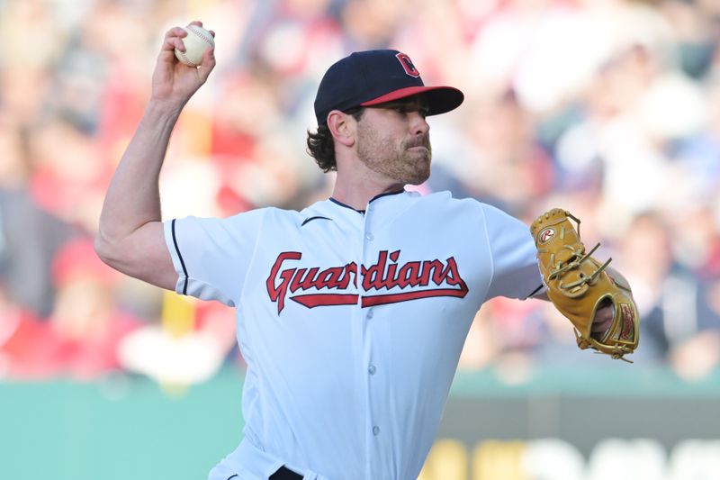 May 26, 2023; Cleveland, Ohio, USA; Cleveland Guardians starting pitcher Shane Bieber (57) throws a pitch during the first inning against the St. Louis Cardinals at Progressive Field. Mandatory Credit: Ken Blaze-USA TODAY Sports