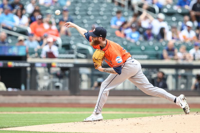 Jun 30, 2024; New York City, New York, USA;  Houston Astros starting pitcher Shawn Dubin (66) pitches in the first inning against the New York Mets at Citi Field. Mandatory Credit: Wendell Cruz-USA TODAY Sports