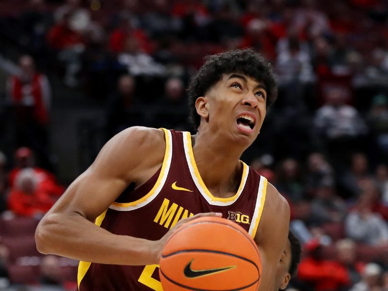 Dec 3, 2023; Columbus, Ohio, USA;  Minnesota Golden Gophers guard Cam Christie (24) looks to score during the first half against the Ohio State Buckeyes at Value City Arena. Mandatory Credit: Joseph Maiorana-USA TODAY Sports