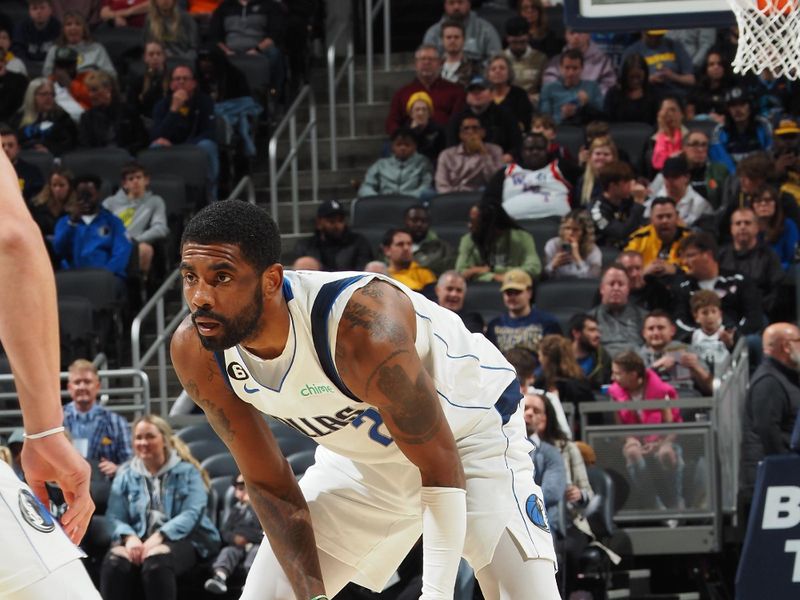 INDIANAPOLIS, IN - MARCH 27: Kyrie Irving #2 of the Dallas Mavericks handles the ball during the game against the Indiana Pacers on March 27, 2023 at Gainbridge Fieldhouse in Indianapolis, Indiana. NOTE TO USER: User expressly acknowledges and agrees that, by downloading and or using this Photograph, user is consenting to the terms and conditions of the Getty Images License Agreement. Mandatory Copyright Notice: Copyright 2023 NBAE (Photo by Ron Hoskins/NBAE via Getty Images)