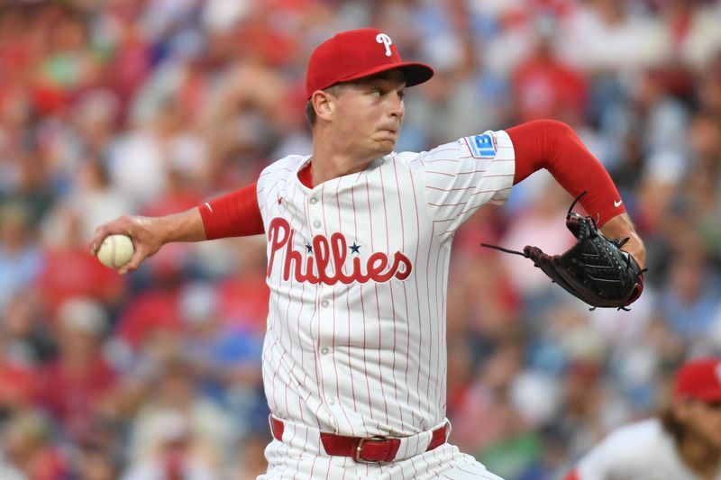 Jun 10, 2025; Philadelphia, Pennsylvania, USA;  Philadelphia Phillies pitcher Mick Abel (40) throws a pitch during the fourth inning against the Chicago Cubs at Citizens Bank Park. Mandatory Credit: Eric Hartline-Imagn Images