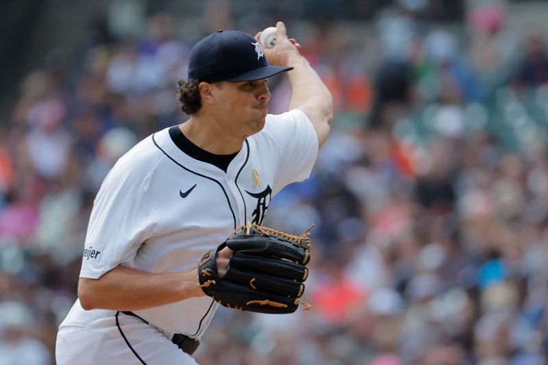 Sep 1, 2024; Detroit, Michigan, USA;  Detroit Tigers pitcher Brant Hurter (48) pitches in the third inning against the Boston Red Sox at Comerica Park. Mandatory Credit: Rick Osentoski-USA TODAY Sports