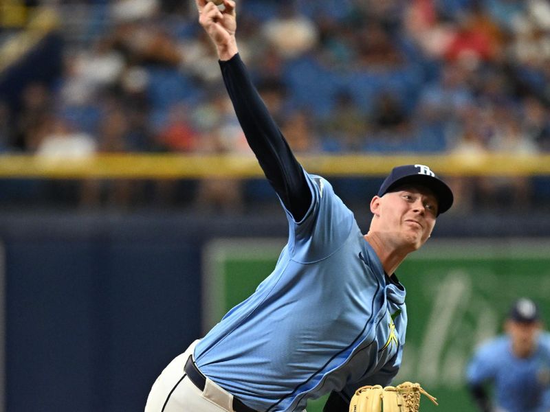 May 26, 2024; St. Petersburg, Florida, USA; Tampa Bay Rays relief pitcher Pet Fairbanks (29) throws a pitch in the ninth inning against the Kansas City Royals at Tropicana Field. Mandatory Credit: Jonathan Dyer-USA TODAY Sports