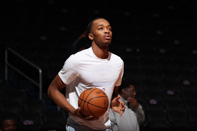 WASHINGTON, DC -? FEBRUARY 24:  Bilal Coulibaly #0 of the Washington Wizards warms up before the game against the Brooklyn Nets on February 24, 2025 at Capital One Arena in Washington, DC. NOTE TO USER: User expressly acknowledges and agrees that, by downloading and or using this Photograph, user is consenting to the terms and conditions of the Getty Images License Agreement. Mandatory Copyright Notice: Copyright 2025 NBAE (Photo by Stephen Gosling/NBAE via Getty Images)