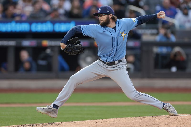 May 17, 2023; New York City, New York, USA; Tampa Bay Rays relief pitcher Josh Fleming (19) pitches during the first inning against the New York Mets at Citi Field. Mandatory Credit: Vincent Carchietta-USA TODAY Sports