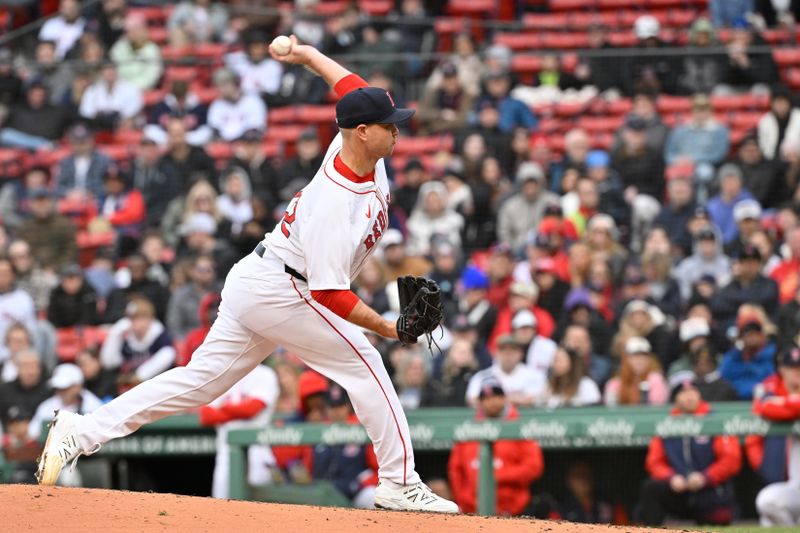 Apr 10, 2025; Boston, Massachusetts, USA; Boston Red Sox relief pitcher Justin Wilson (32) pitches against the Toronto Blue Jays  during the seventh inning at Fenway Park. Mandatory Credit: Eric Canha-Imagn Images