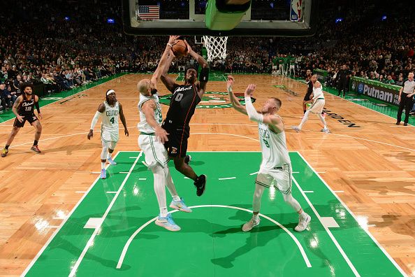 BOSTON, MA - DECEMBER 28: Jalen Duren #0 of the Detroit Pistons drives to the basket during the game against the Boston Celtics on December 28, 2023 at the TD Garden in Boston, Massachusetts. NOTE TO USER: User expressly acknowledges and agrees that, by downloading and or using this photograph, User is consenting to the terms and conditions of the Getty Images License Agreement. Mandatory Copyright Notice: Copyright 2023 NBAE  (Photo by Brian Babineau/NBAE via Getty Images)