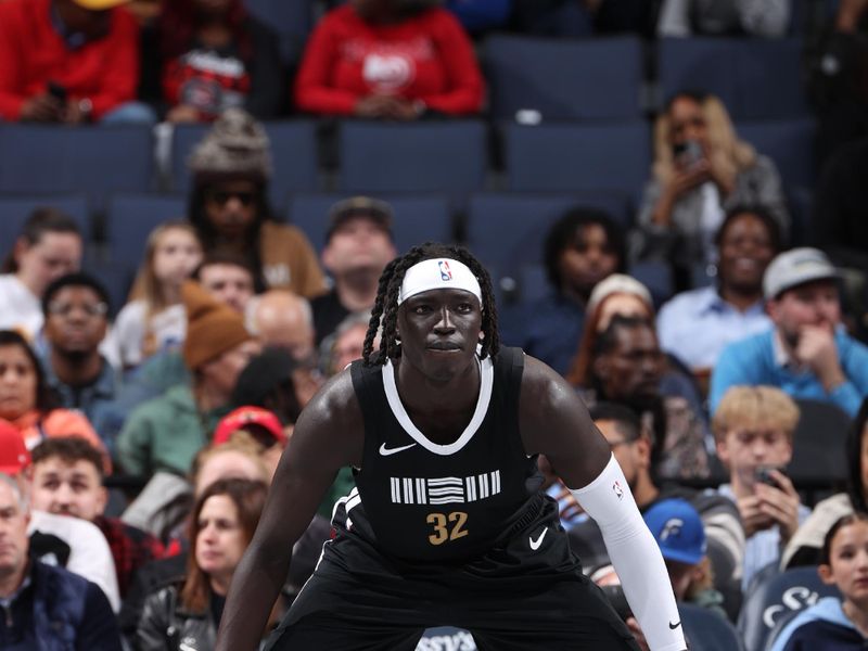 MEMPHIS, TN - MARCH 8: Wenyen Gabriel #32 of the Memphis Grizzlies looks on during the game against the Atlanta Hawks on March 8, 2024 at FedExForum in Memphis, Tennessee. NOTE TO USER: User expressly acknowledges and agrees that, by downloading and or using this photograph, User is consenting to the terms and conditions of the Getty Images License Agreement. Mandatory Copyright Notice: Copyright 2024 NBAE (Photo by Joe Murphy/NBAE via Getty Images)