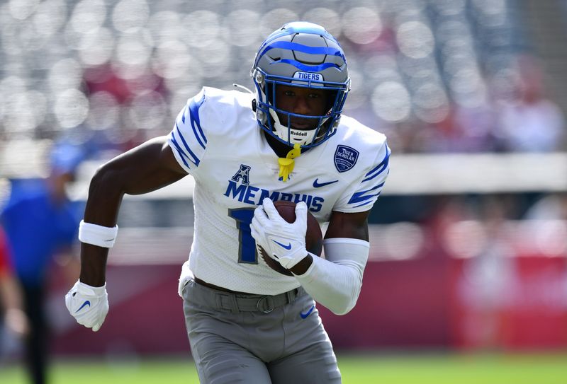 Oct 2, 2021; Philadelphia, Pennsylvania, USA; Memphis Tigers wide receiver Cameron Wright (17) carries the ball on a reception in the first half against the Temple Owls at Lincoln Financial Field. Mandatory Credit: Kyle Ross-USA TODAY Sports